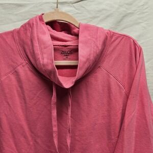 Zelos Curvy Cowl Neck Sweatshirt Women‎ 3X Pink Raglan Sleeve Kangaroo Pocket